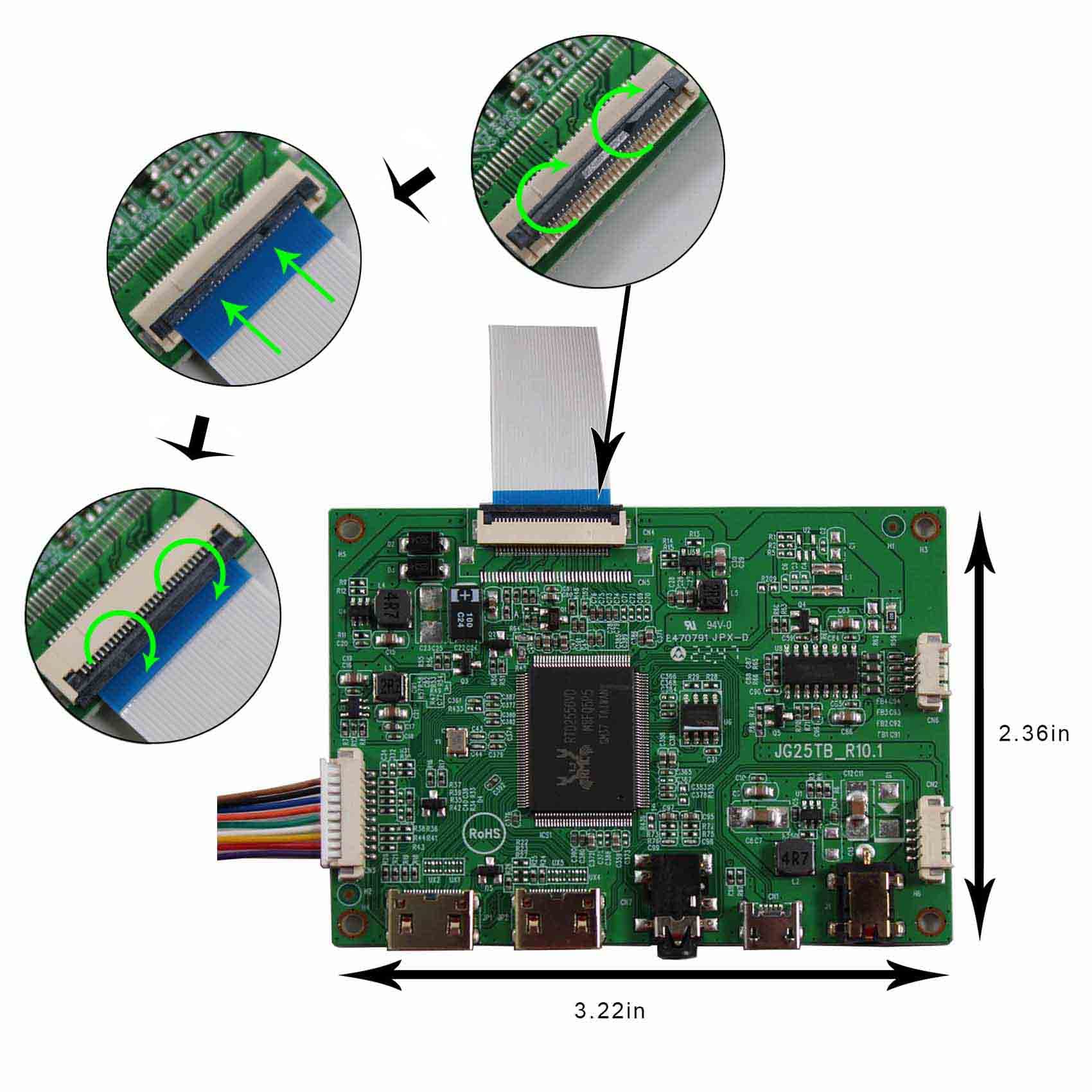 VSDISPLAY HDMI LCD Controller Board for 12.6inch 1920x515 LCD Screen