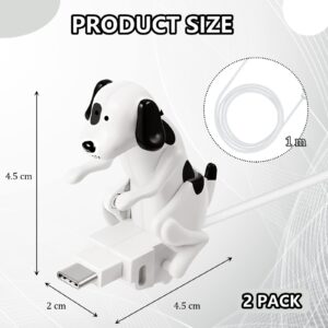 Frienda 2 Pcs Dog Charging Cable Dog Smartphone USB Cable Charger USB Data Transmission Dog Cable for USB Charging Cable of Phones Only Compatible with Type-c(White,Spot Style)