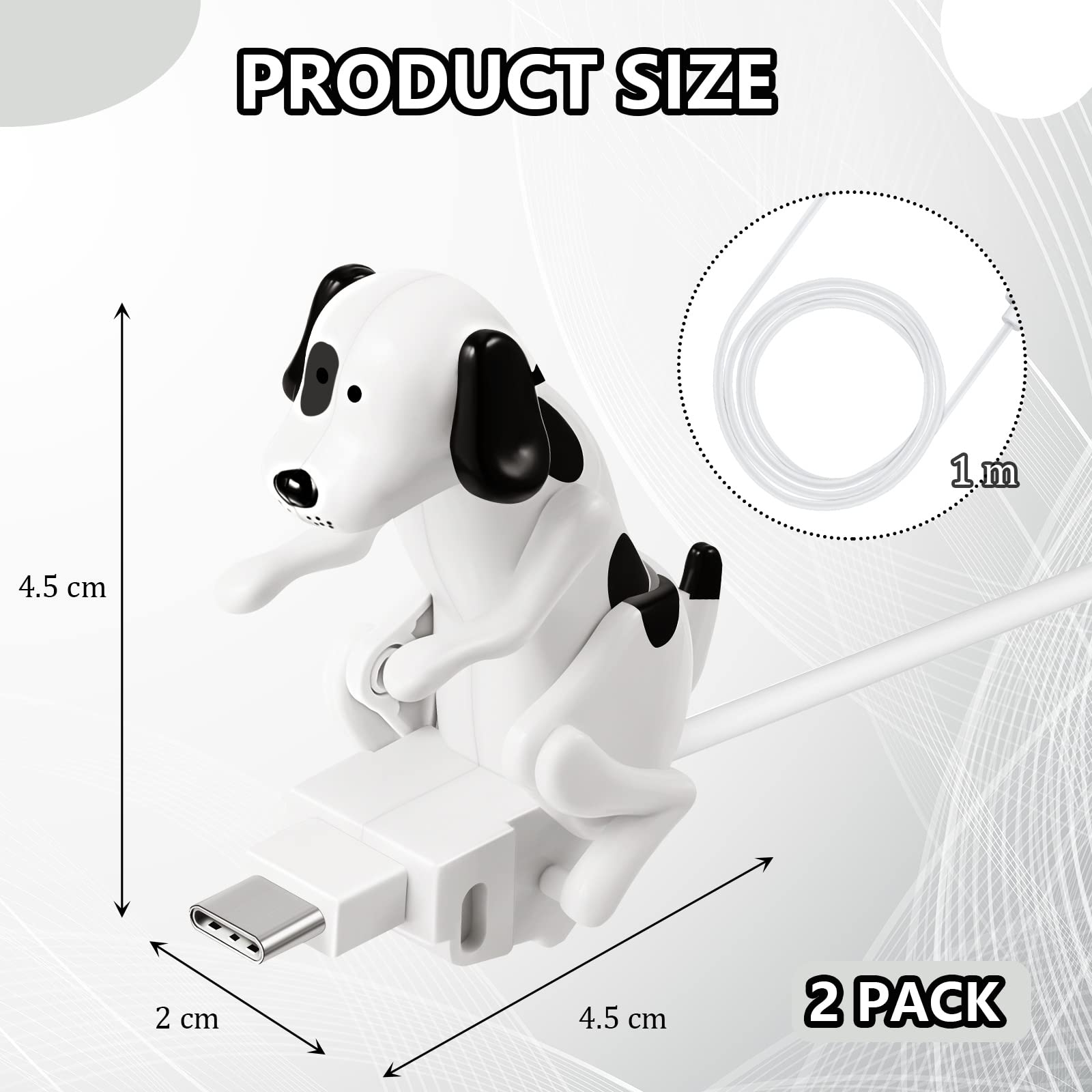 Frienda 2 Pcs Dog Charging Cable Dog Smartphone USB Cable Charger USB Data Transmission Dog Cable for USB Charging Cable of Phones Only Compatible with Type-c(White,Spot Style)