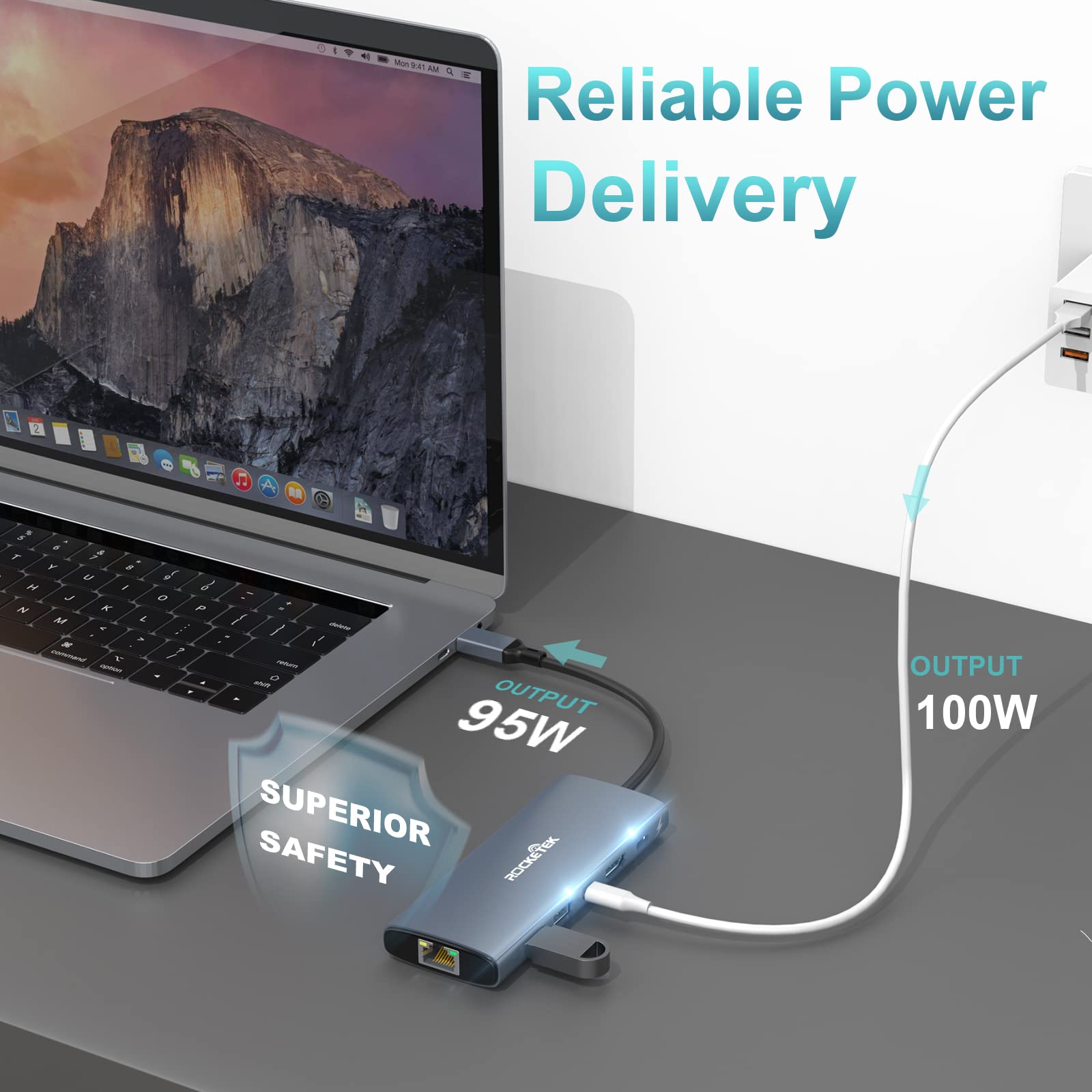 4K@60Hz USB C Hub with Ethernet, 6-in-1 Multiport Adapter with 4K@60Hz HDMI, 10Gbps USB3.0, 100W PD Charging and Gigabit Ethernet, MacBook Docking Station Compatible with Mac M1, M2, iPad, Steam Deck