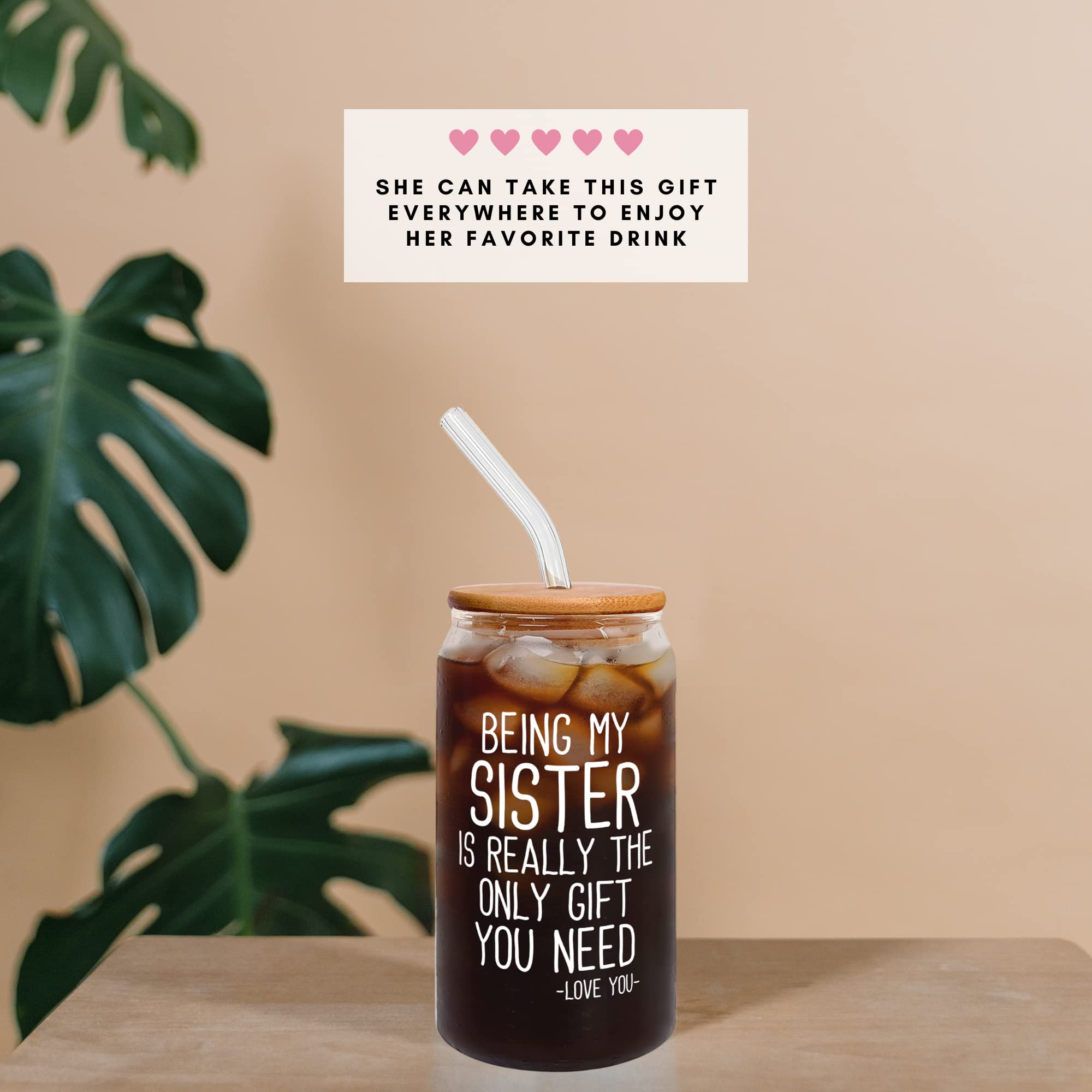 Gifts for Sister - Sister Gifts from Sister, Brother - Birthday Gifts for Sister, Sister Birthday Gifts from Sister - Funny Gifts for Sister - Christmas Gifts for Sister from Sister - 16 Oz Can Glass