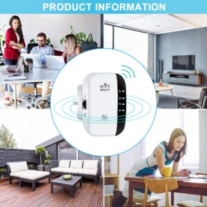 WiFi Extender Signal Booster Up to 3000sq.ft and 26 Devices, WiFi Range Extender, Wireless Internet Repeater, Long Range Amplifier with Ethernet Port, 1-Tap Setup, Access Point