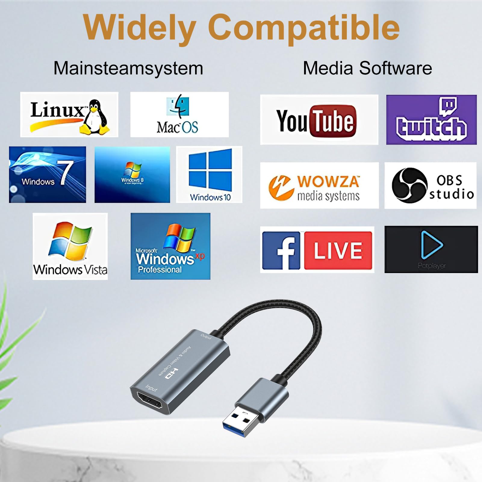 Video Capture Card, Capture Card for Streaming 4K HDMI to USB 3.0 Audio Video Recording in 1080P 60FPS for Game, PS5, PS4/Pro, Nintendo Switch Camera PC, for Windows Mac OS System OBS Zoom