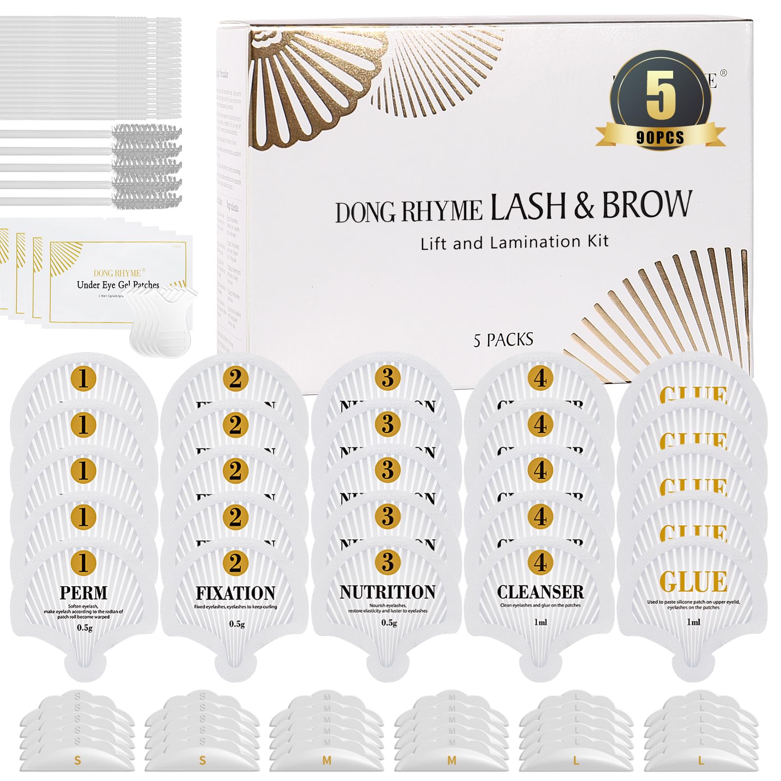 DONG RHYME 2 in 1 Lash Lift Kit and Brow Lamination Kit, Advanced Design Disposable Eyelash Lift Kit, Quick Finish and Long Lasting Professional Eyelash Perm Kit Suitable for Eye Makeup Enthusiast