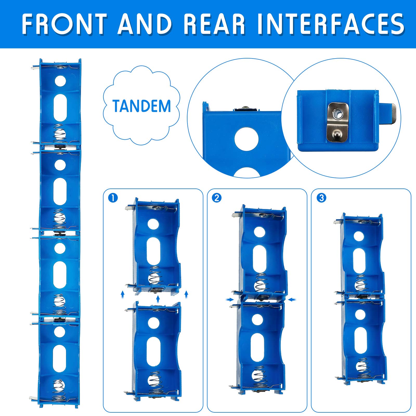 LEIFIDE 16 Pieces D Cell Battery Holder Series or Parallel Storage D Size Battery Case Physical Science Plastic D Battery Holder Box Container, Blue