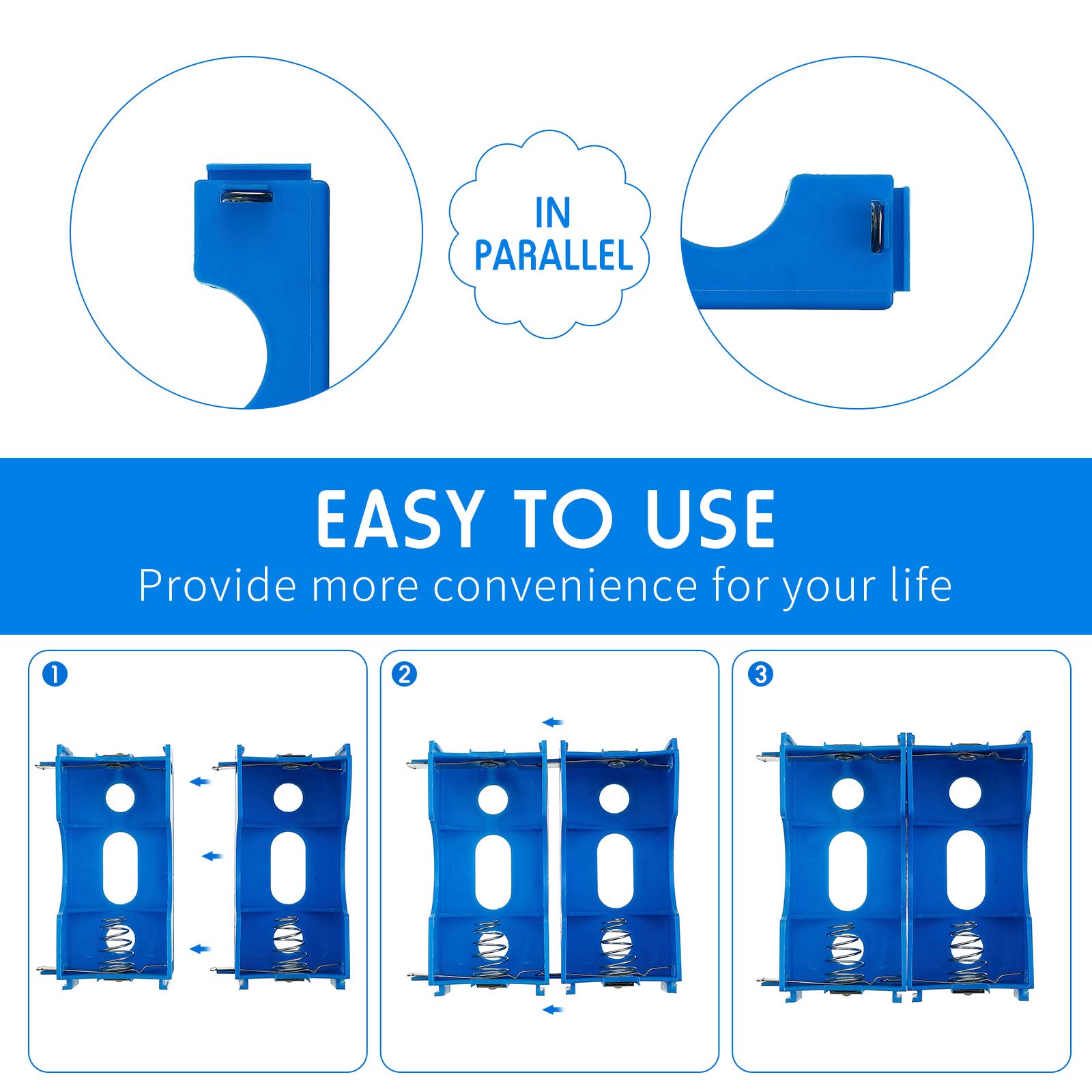 LEIFIDE 16 Pieces D Cell Battery Holder Series or Parallel Storage D Size Battery Case Physical Science Plastic D Battery Holder Box Container, Blue