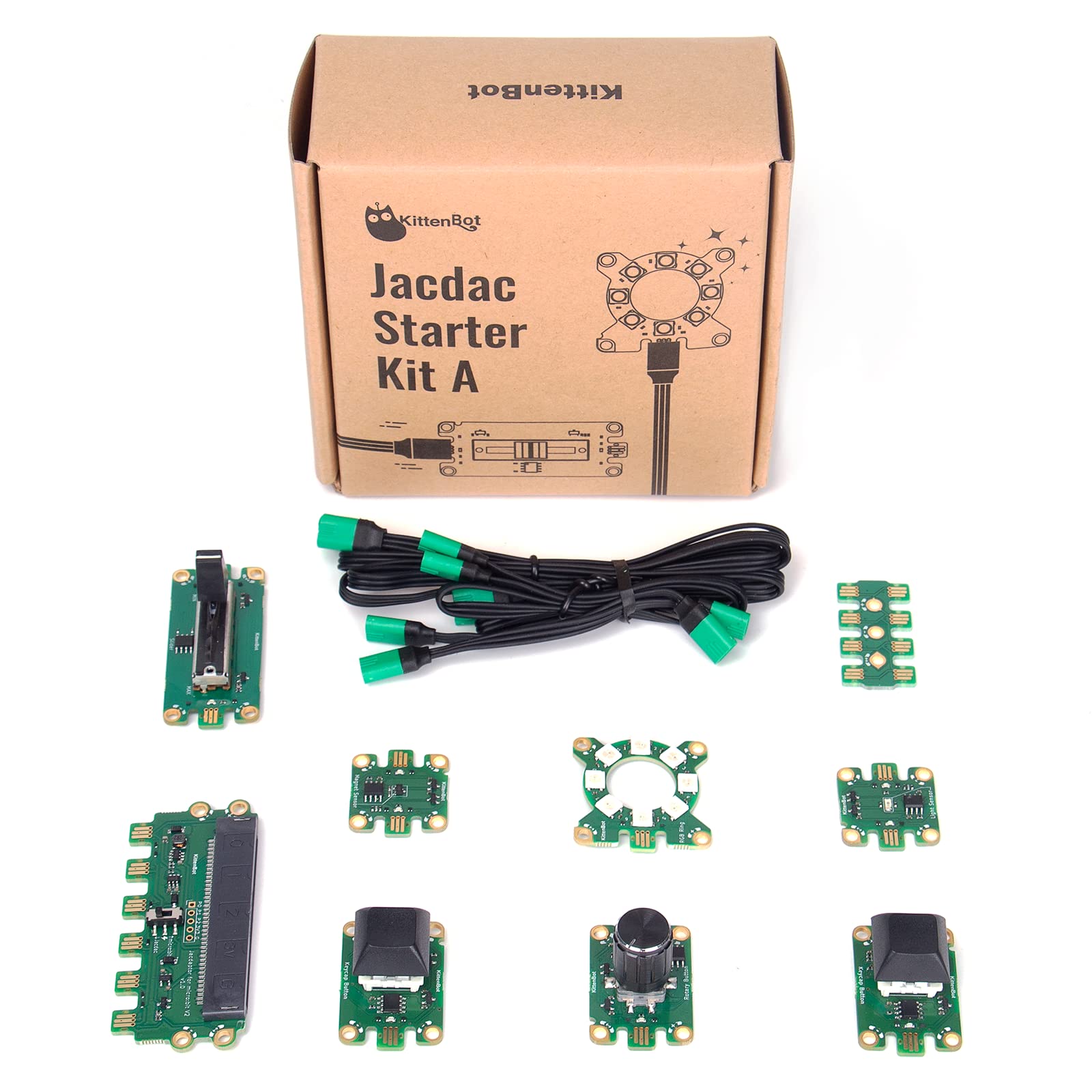 KittenBot Jacdac Starter Kit A with Jacdaptor for Micro:bit V2, Connect and Code Electronics Instantly, for Microsoft Makecode Arcade(Without Micro:bit)