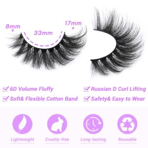 JIMIRE Mink Lashes Fluffy Cat Eye False Eyelashes Volume Wispy Fox Eye Full 17MM Thick Fake Lashes Look Like Eyelash Extensions Pestañas7 Pairs Pack