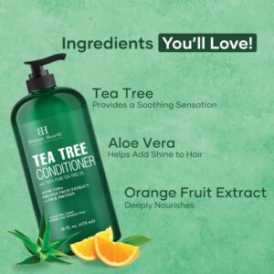 Botanic Hearth Tea Tree Conditioner | For All Hair Types | Fights Dandruff & Dry Scalp | With Vitamin C, Peppermint Oil, Rosemary Oil & Lavender Oil | Sulphate & Paraben Free | 16 fl oz