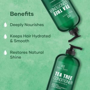 Botanic Hearth Tea Tree Conditioner | For All Hair Types | Fights Dandruff & Dry Scalp | With Vitamin C, Peppermint Oil, Rosemary Oil & Lavender Oil | Sulphate & Paraben Free | 16 fl oz