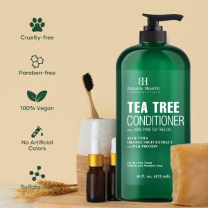 Botanic Hearth Tea Tree Conditioner | For All Hair Types | Fights Dandruff & Dry Scalp | With Vitamin C, Peppermint Oil, Rosemary Oil & Lavender Oil | Sulphate & Paraben Free | 16 fl oz