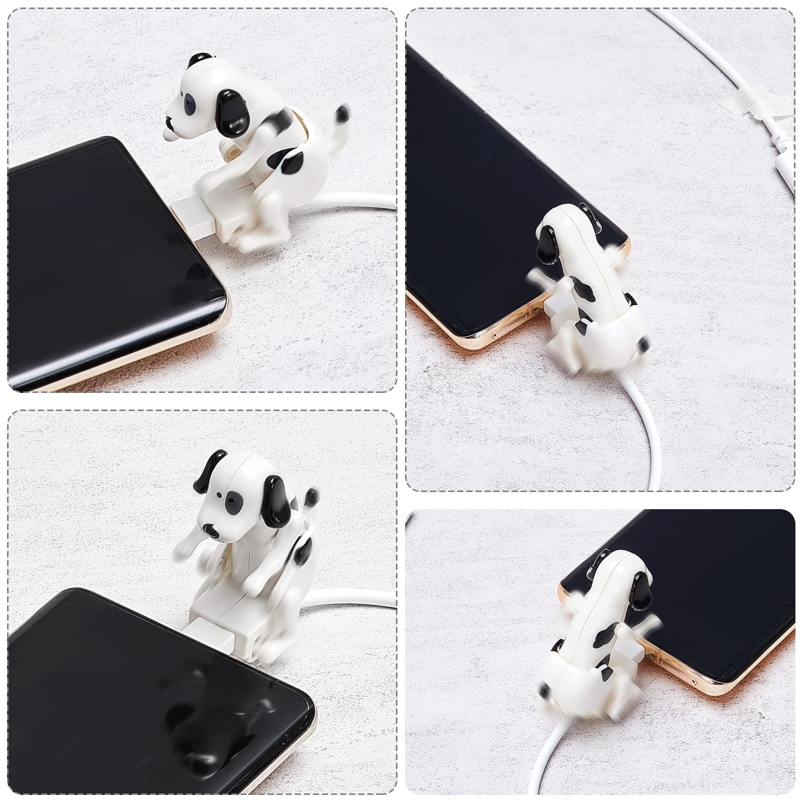 Frienda 2 Pcs Dog Charging Cable Dog Smartphone USB Cable Charger USB Data Transmission Dog Cable for USB Charging Cable of Phones Only Compatible with Type-c(White,Spot Style)