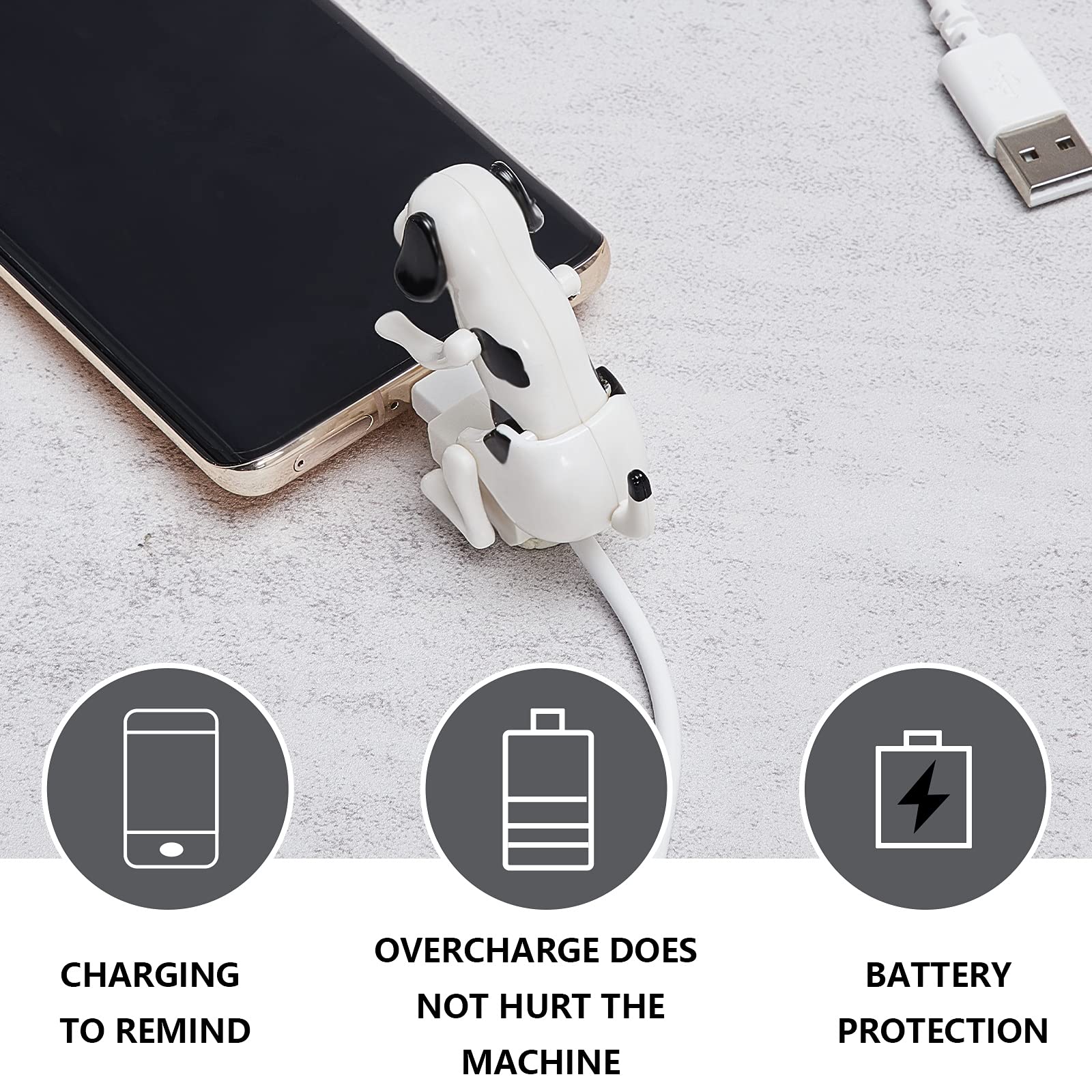 Frienda 2 Pcs Dog Charging Cable Dog Smartphone USB Cable Charger USB Data Transmission Dog Cable for USB Charging Cable of Phones Only Compatible with Type-c(White,Spot Style)