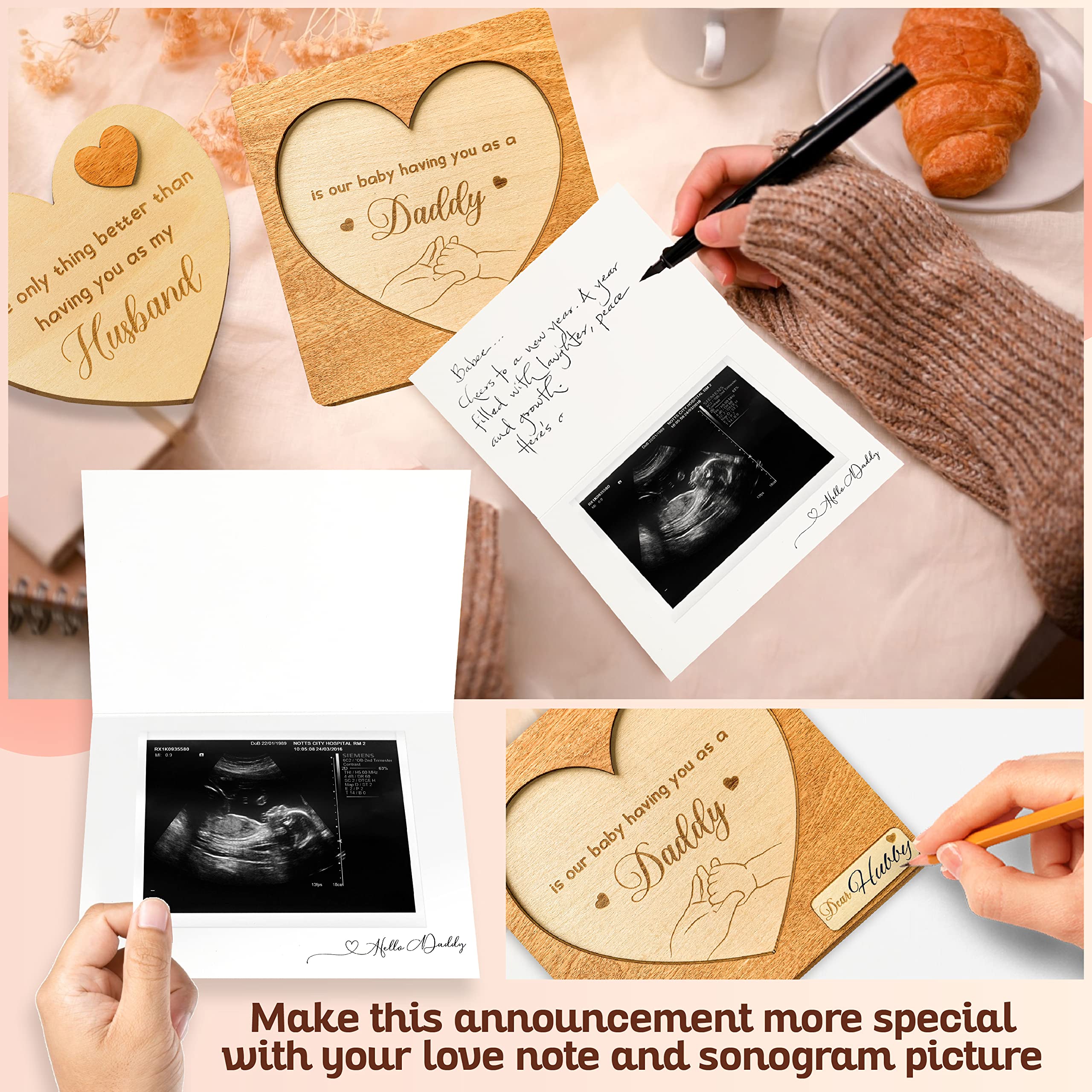 STOFINITY Surprise Pregnancy Announcement for Dad - Pregnancy Reveal to Husband, Cute Baby Announcements Ideas, Baby Reveal for Husband, Baby Announcement Gifts, Wooden Pregnant Announcement Keepsake