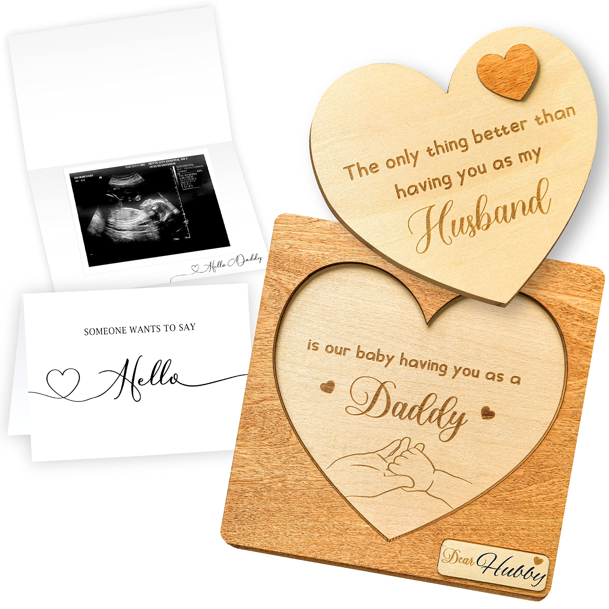 STOFINITY Surprise Pregnancy Announcement for Dad - Pregnancy Reveal to Husband, Cute Baby Announcements Ideas, Baby Reveal for Husband, Baby Announcement Gifts, Wooden Pregnant Announcement Keepsake