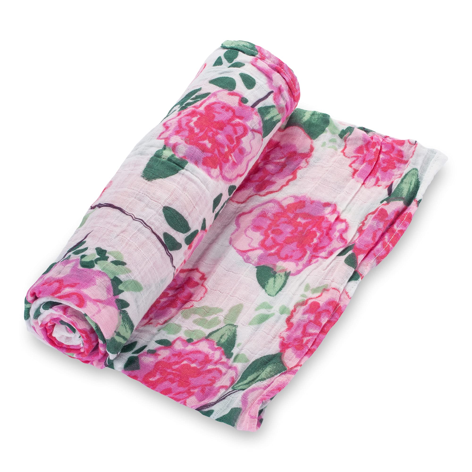 LollyBanks Muslin Swaddle Blanket | 100% Cotton | Newborn and Infant Blanket | Large 47 x 47 inches for Girls | Light Weight and Breathable | Peony Flower Print