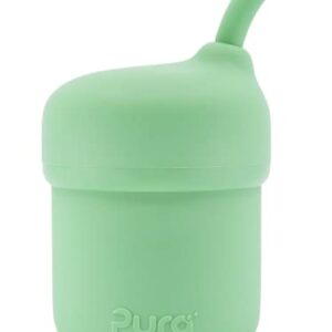 Pura my-my Silicone Straw Cup| Spill Proof, Reusable, Food Grade Silicone, Plastic-Free | For Kids, Toddlers, Babies & Infants - 2 Pack Rose & Moss