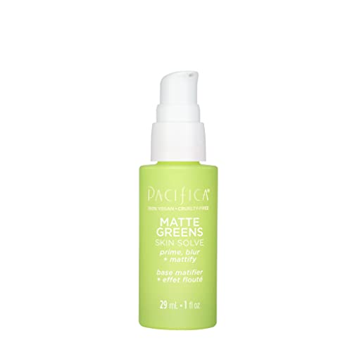 Pacifica Makeup Primer – Matte Greens Skin Solve Primer with Apple Fruit Extract, Niacinamide, Vitamin E & Kale for Pore-Blurring & Redness Reduction, Shine-Free Finish, Vegan & Cruelty-Free, 1 fl oz