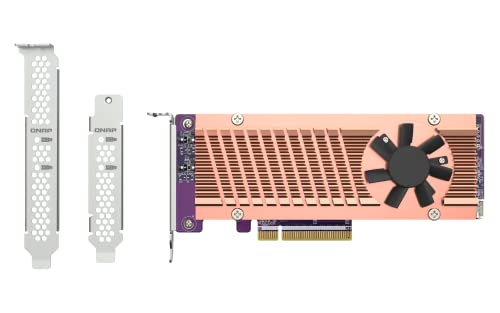 QNAP QM2-2P-384A Dual M.2 PCIe SSD Expansion Card, Supports up to Two M.2 2280/22110 Form Factor M.2 PCIe (Gen3 x4) SSDs, PCIe Gen3 x8 Host Interface, Low-Profile Bracket pre-Loaded, 2 x SSD