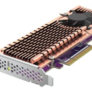 QNAP QM2-2P-384A Dual M.2 PCIe SSD Expansion Card, Supports up to Two M.2 2280/22110 Form Factor M.2 PCIe (Gen3 x4) SSDs, PCIe Gen3 x8 Host Interface, Low-Profile Bracket pre-Loaded, 2 x SSD