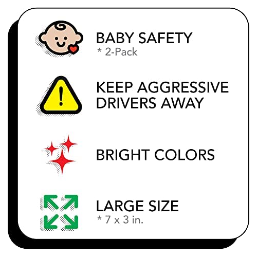 EPIC Goods Baby On Board Sticker for Cars, Trucks, Vans [2-Pack] Safety Sign Decal for Kids, Heavy-Duty Waterproof Bumper Sticker - Skateboarding, BMX, Baby Shower Registry Gift (White/Red - Stickers)