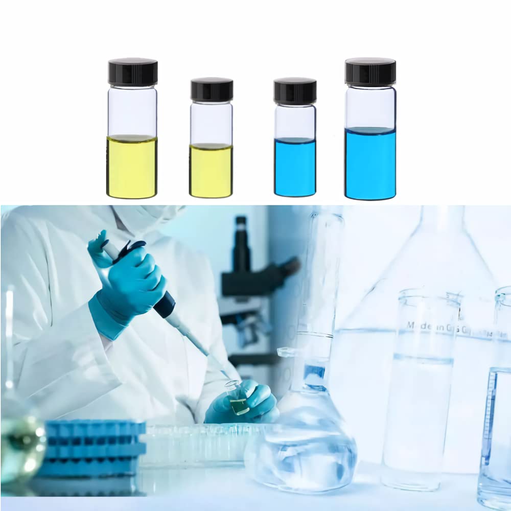 15 pcs 10 ml Clear Glass Vials with Screw Caps and Plastic Stoppers,Laboratory Liquid Sampling Storage Bottles, Leak-Proof Bottles