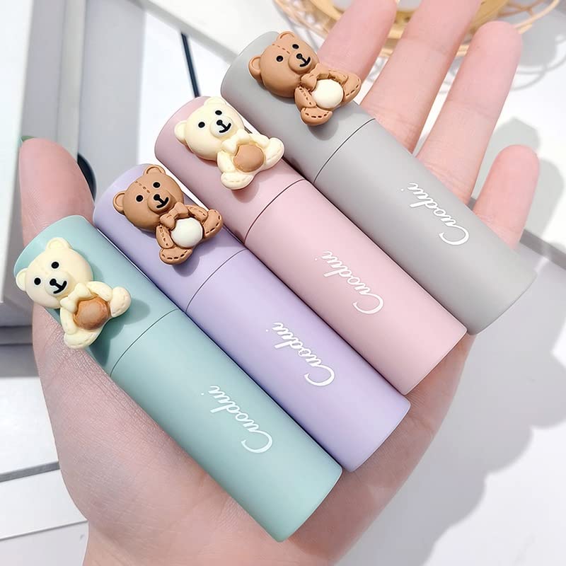 pulunto Mist Matte Velvet Lipstick, Waterproof Long Lasting Lip Gloss, Non Stick Cup Easy Coloring Liquid Lipstick, Cute Bear Beauty Makeup