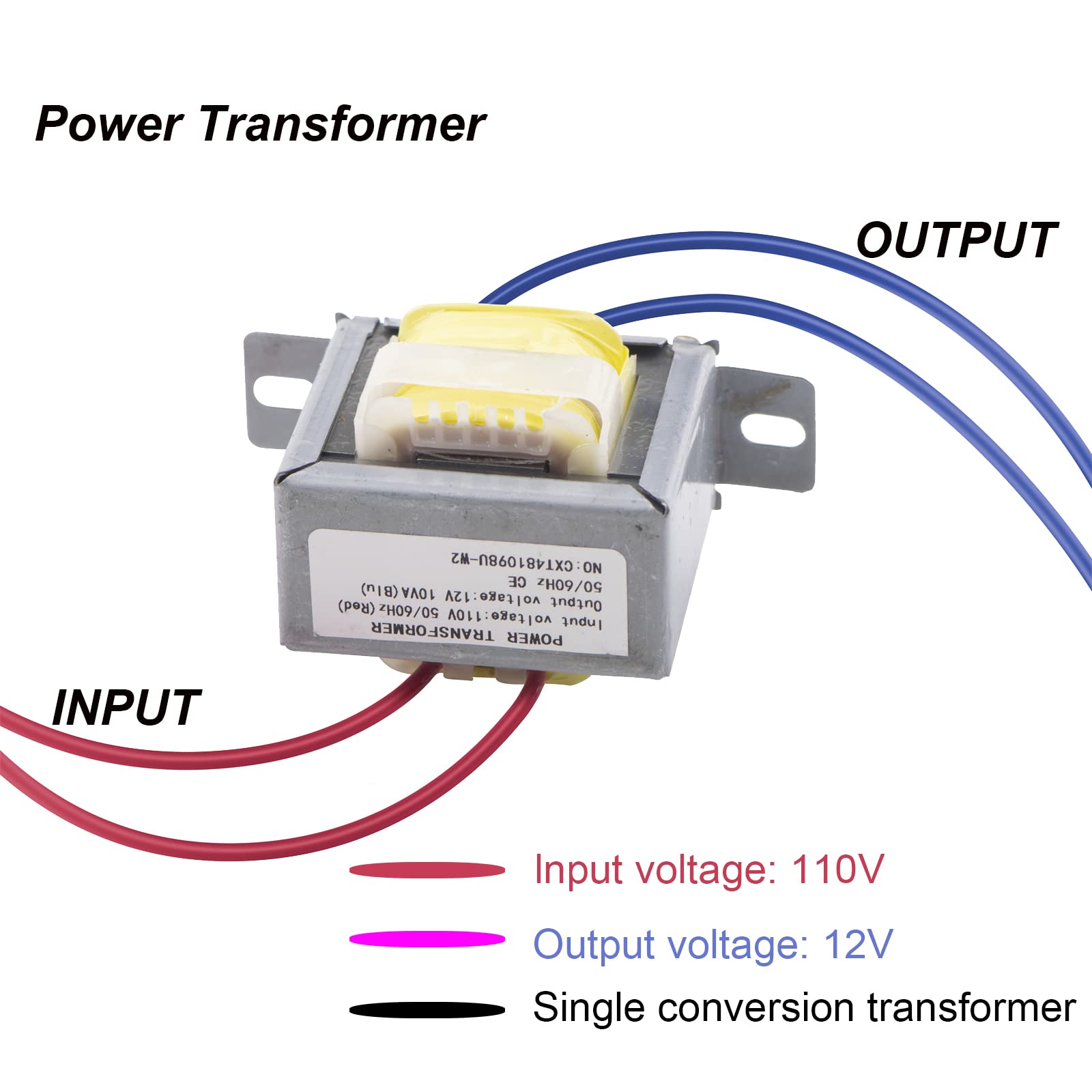 Jingzan 2 Pack Input AC 110V 50/60HZ Output AC 12V 10VA Power Transformer for Synchronous Motor Lighting Power Supplies, Audio Equipment etc. AC/AC Single Phase