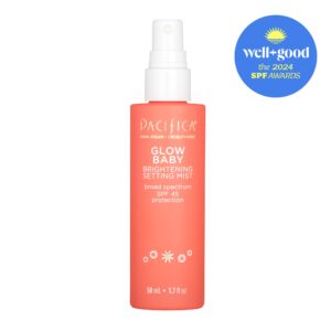 Pacifica Setting Spray Glow Baby Brightening Mist, Broad Spectrum SPF 45, UVA/UVB Protection, Blue Light Protection, Facial Mist, Suncare, Skin Care, Vegan, 1.7 fl oz (1 Count)