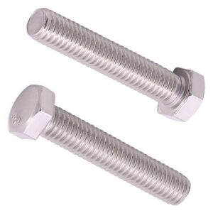 m8-1.25 x 70mm (10 pcs) hex head bolts, 304 stainless steel 18/8, hexagon head bolts, full thread coverage, coarse thread, strong, durable, thread size ranges from 3mm to 20mm head bolts, din933