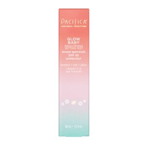 Pacifica Setting Spray Glow Baby Brightening Mist, Broad Spectrum SPF 45, UVA/UVB Protection, Blue Light Protection, Facial Mist, Suncare, Skin Care, Vegan, 1.7 fl oz (1 Count)