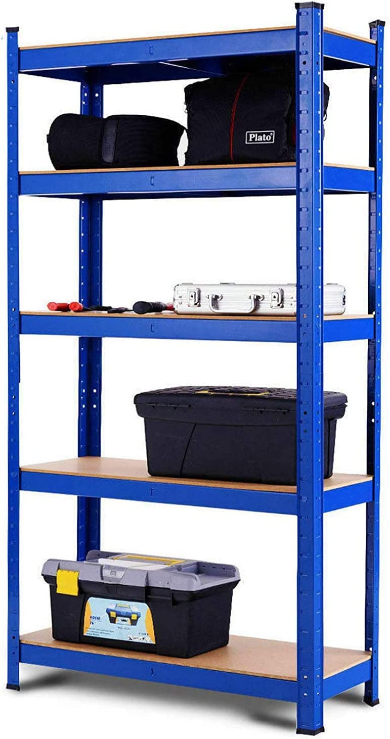 AUTOFU Blue Garage Shelf Storage Shelving Rack,5 Tier Metal Heavy Duty Kitchen Racking 875kgs/1930lbs Capacity, Large,H148 x W70 x D30cm / 58.27 x 27.56 x 11.81 inches,for Warehouses, Garden, Offices