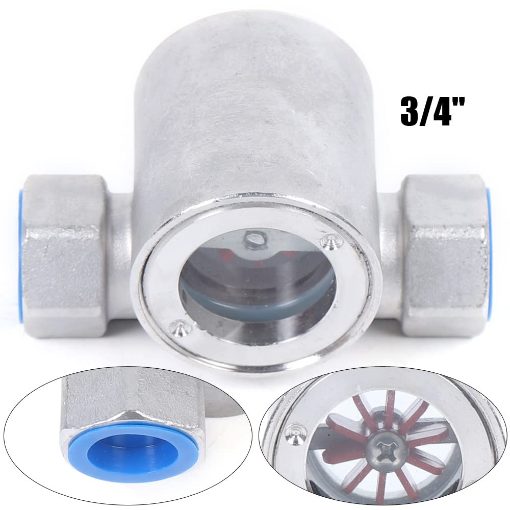 3/4" NPT Stainless Steel 304 Sight Water Flow Indicator with Plastic Impeller for Water Cooling System