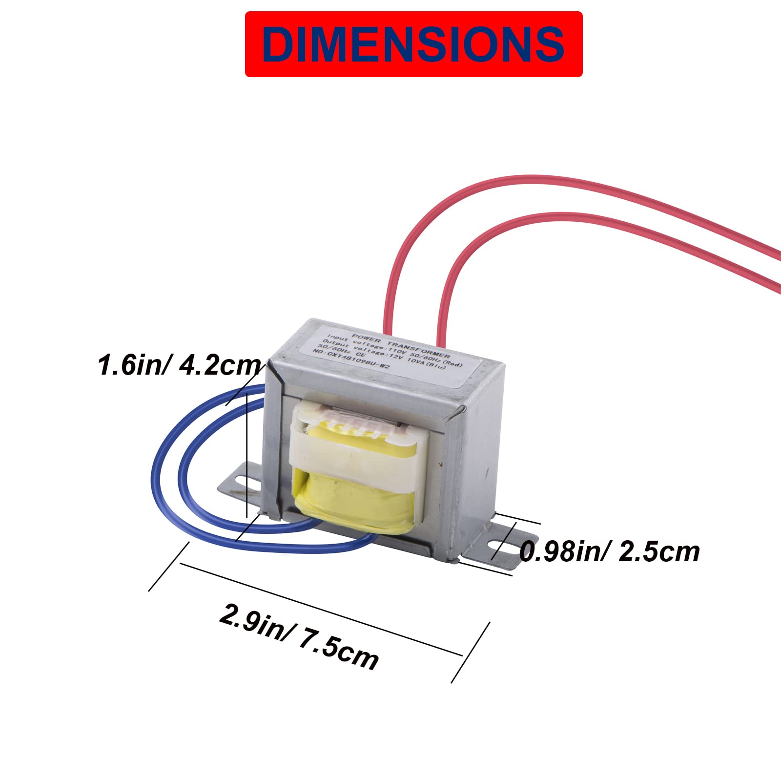 Jingzan 2 Pack Input AC 110V 50/60HZ Output AC 12V 10VA Power Transformer for Synchronous Motor Lighting Power Supplies, Audio Equipment etc. AC/AC Single Phase