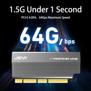 JEYI RGB NVMe M.2 SSD to PCIe X16/X8/X4 Adapter Card with Aluminum Heat Sink (with RGB)