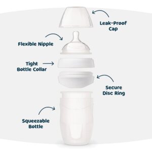 Tiny Twinkle Silicone Baby Bottle with Comfort Grip and Soft Flexible Nipple - Squeezably Soft Baby Bottles for Newborn and Up (Blossom, 8 Ounce - 3 Pack)