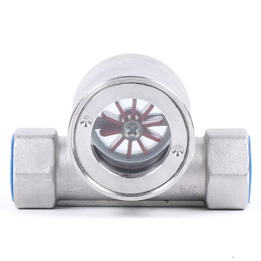 3/4" NPT Stainless Steel 304 Sight Water Flow Indicator with Plastic Impeller for Water Cooling System