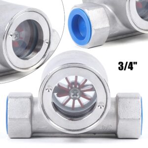 3/4" NPT Stainless Steel 304 Sight Water Flow Indicator with Plastic Impeller for Water Cooling System