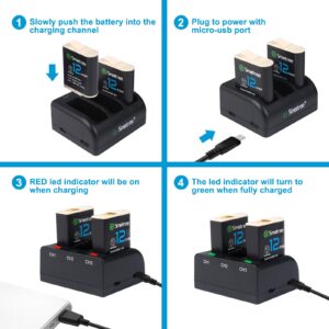 Smatree Batteries Compatibility for G*Pro 12, 11, 10, 9, 2 Pack 1800 mAh Replacement Battery Fully Compatible with G*Pro 12/11/10/9 Original Charger and Battery, Quick Charging.