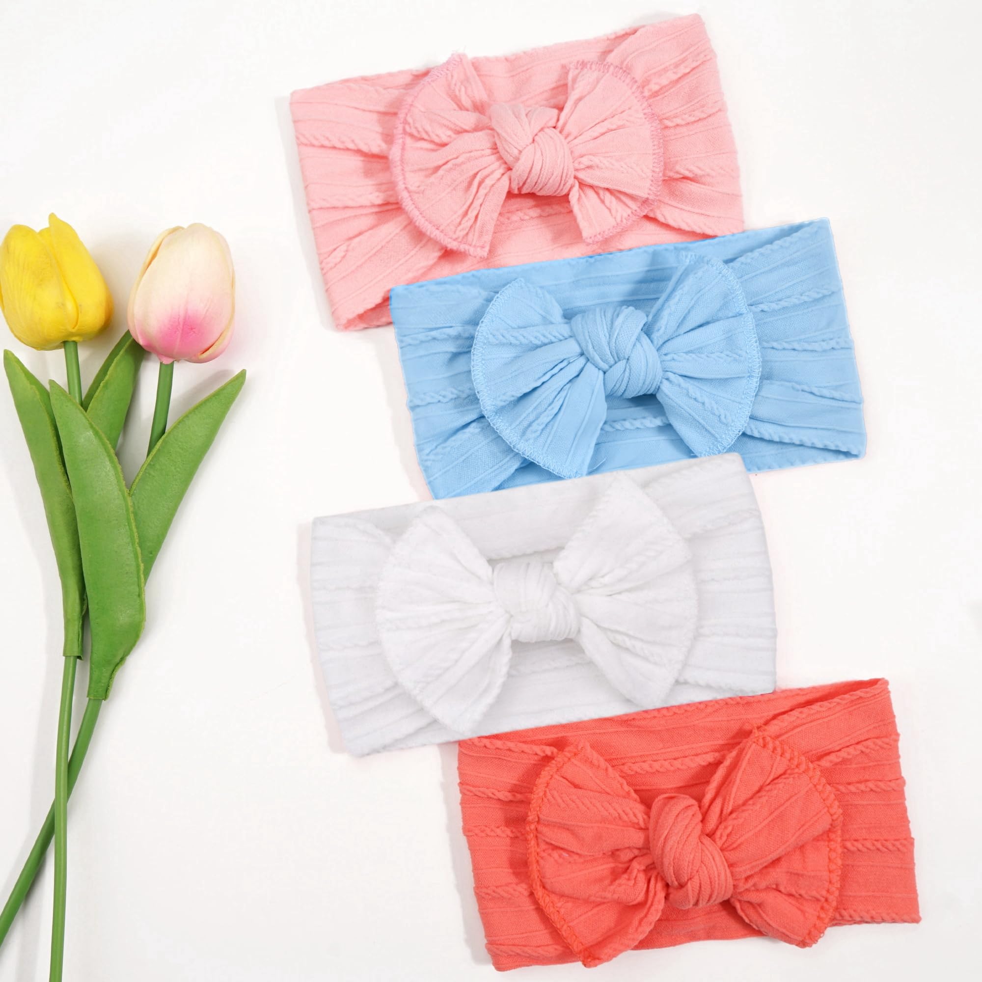 Yxiang 6 Colors Nylon Headbands with Bows, Handmade Hair Accessories for Newborn, Infant, Toddler, and Kids Girls