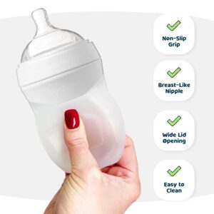 Tiny Twinkle Silicone Baby Bottle with Comfort Grip and Soft Flexible Nipple - Squeezably Soft Baby Bottles for Newborn and Up (Blossom, 8 Ounce - 3 Pack)