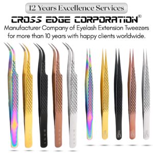 My Lash Tools - Fiber Tip Lash Tweezers for Eyelash Extensions Professional SET OF 3 Volume Boot, Isolation, & Curved Tweezers set Japanese Steel Lash Extension Supplies (Rose Gold)