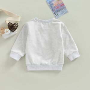 FIOMVA Baby Girl Boy Valentine's Day Outfits Love Print Long Sleeve Pullover Sweatshirt Overszied Sweater Fall Winter Clothes (Lover Boy-Grey B,18-24 Months)