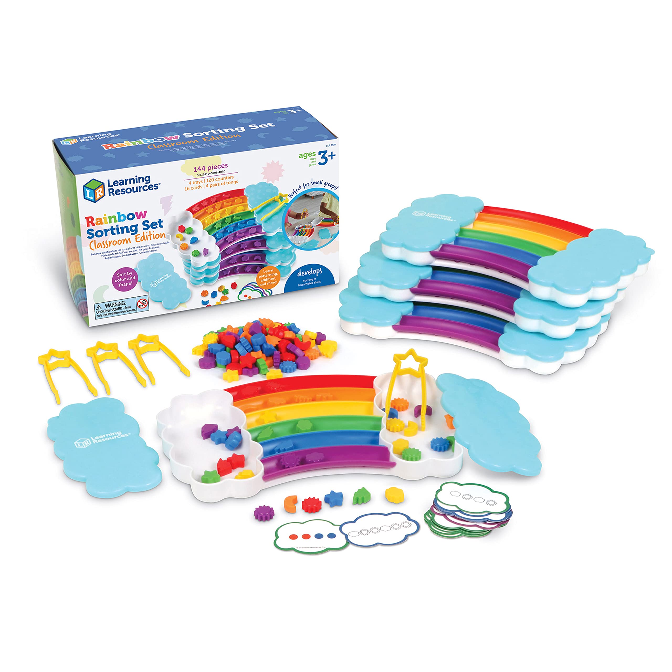 Learning Resources Rainbow Sorting Set Classroom Edition, 144 Pieces, Ages 3+, Fine Motor Skills, Teacher Supplies, School Supplies, Educational Toys