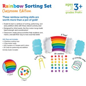 Learning Resources Rainbow Sorting Set Classroom Edition, 144 Pieces, Ages 3+, Fine Motor Skills, Teacher Supplies, School Supplies, Educational Toys