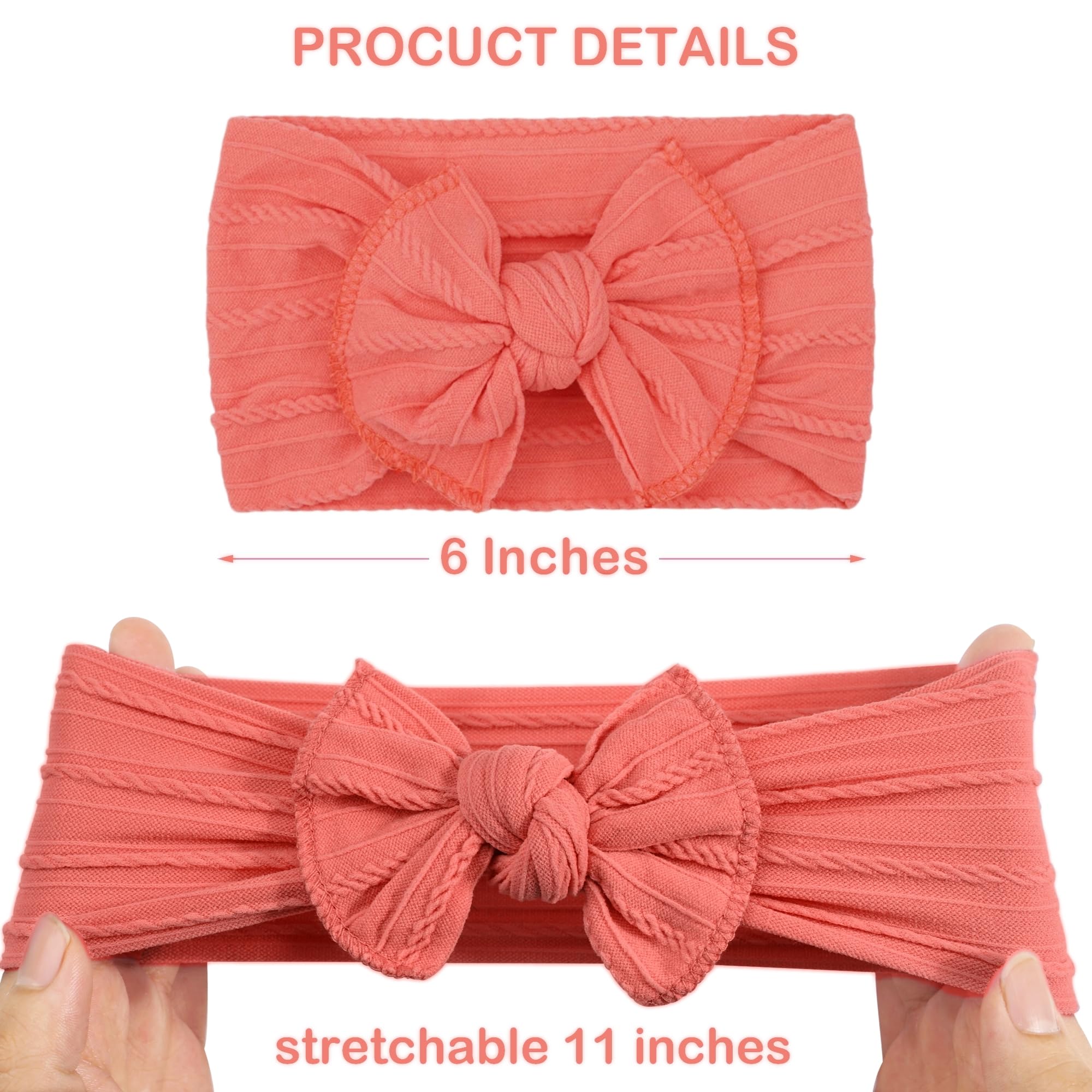 Yxiang 6 Colors Nylon Headbands with Bows, Handmade Hair Accessories for Newborn, Infant, Toddler, and Kids Girls