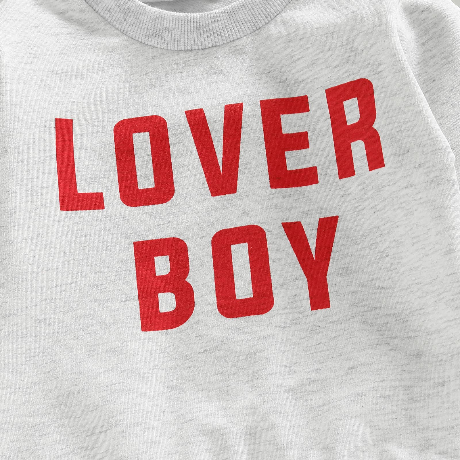 FIOMVA Baby Girl Boy Valentine's Day Outfits Love Print Long Sleeve Pullover Sweatshirt Overszied Sweater Fall Winter Clothes (Lover Boy-Grey B,18-24 Months)