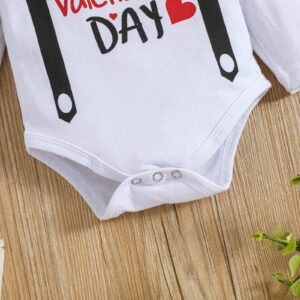 ODIMAME My 1St Valentines Baby Boy Outfits 3-6 Months Newborn Romper Clothes Pants Set Cute Hat Red 80cm