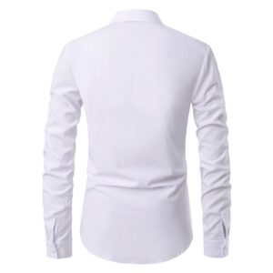 Men's Long Sleeve Casual Dress Shirts Classic Button Down Shirts Slim Fit Turn-Down Collar Business Shirt Tops (White,Large)