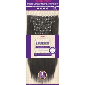 BellaBeads Micro Links Hair Extensions – 8-Piece Microlink Hair Extensions Human Hair with Extra Beads – Natural Human Hair – 18-Inch Real Hair Extensions – Reusable and Long-Lasting (NATURAL BROWN)